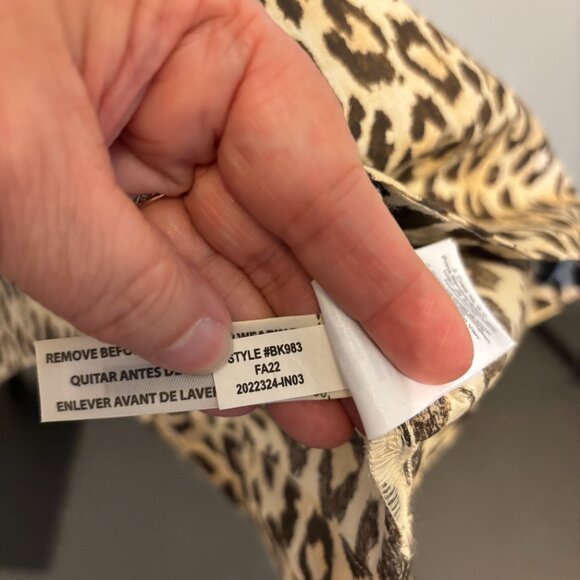 J. Crew Leopard Animal Print Ruffle Neck Smocked Puff Sleeve Dress - Picture 15 of 15